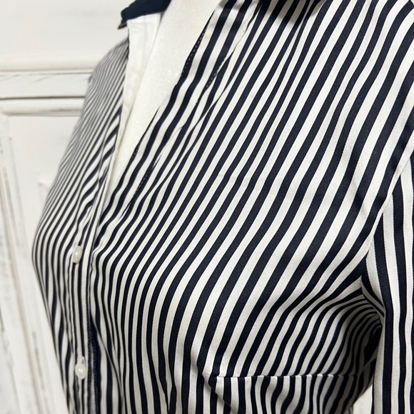 H&M Navy Blue and White Striped Button Down Shirt - Picture 9 of 9